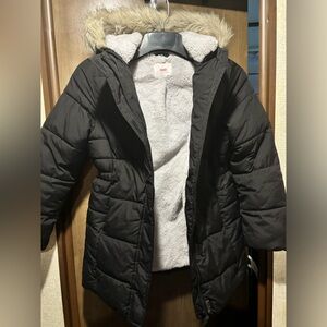 The children’s place kids winter coat with faux fur trim